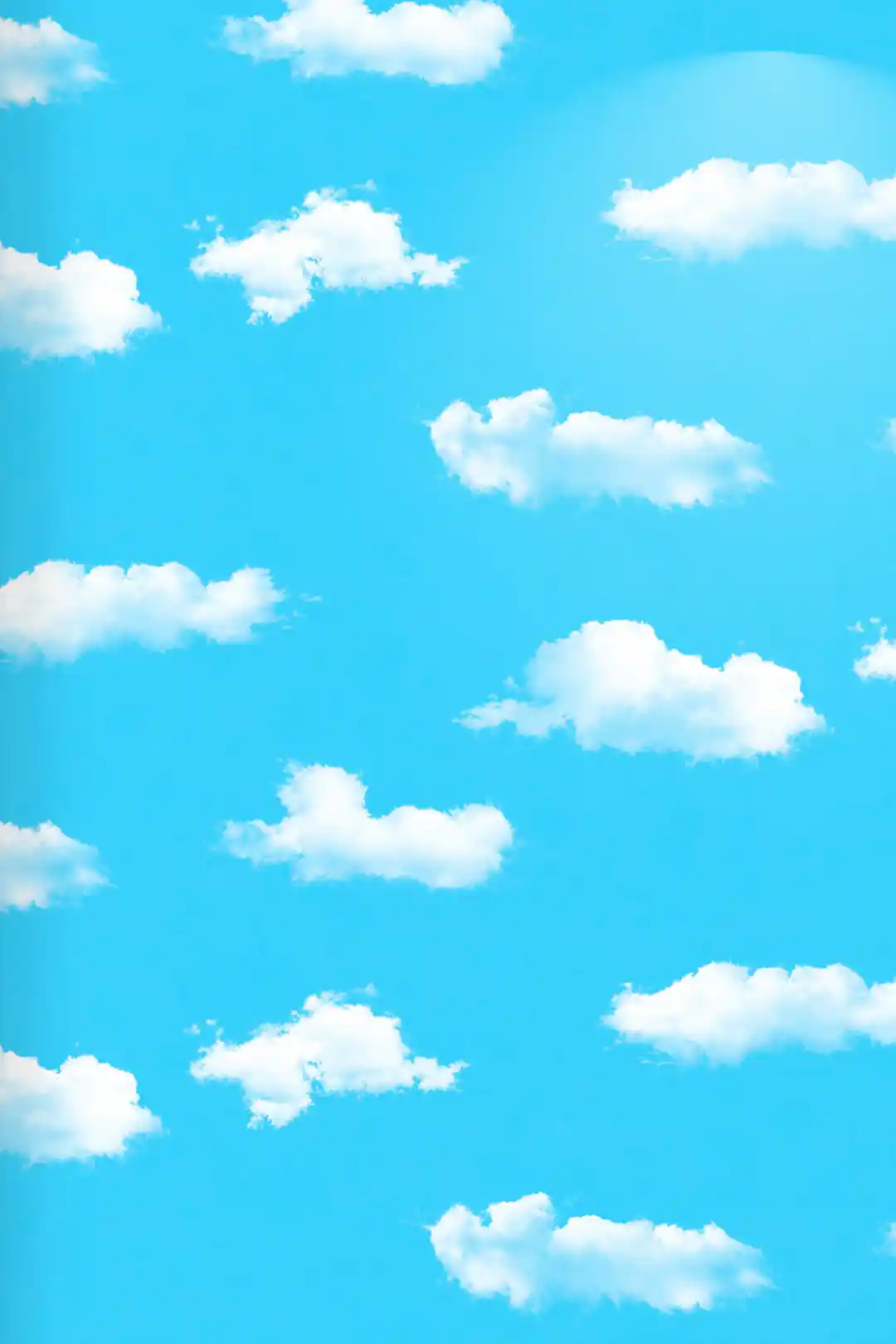 Full pattern view of the blue sky wallpaper showing multiple white fluffy clouds on a bright background