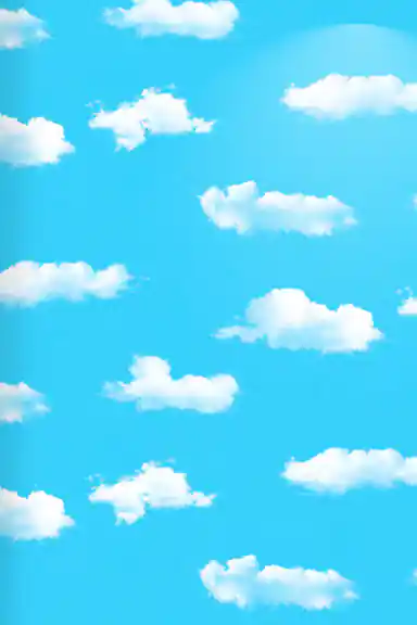 Full pattern view of the blue sky wallpaper showing multiple white fluffy clouds on a bright background