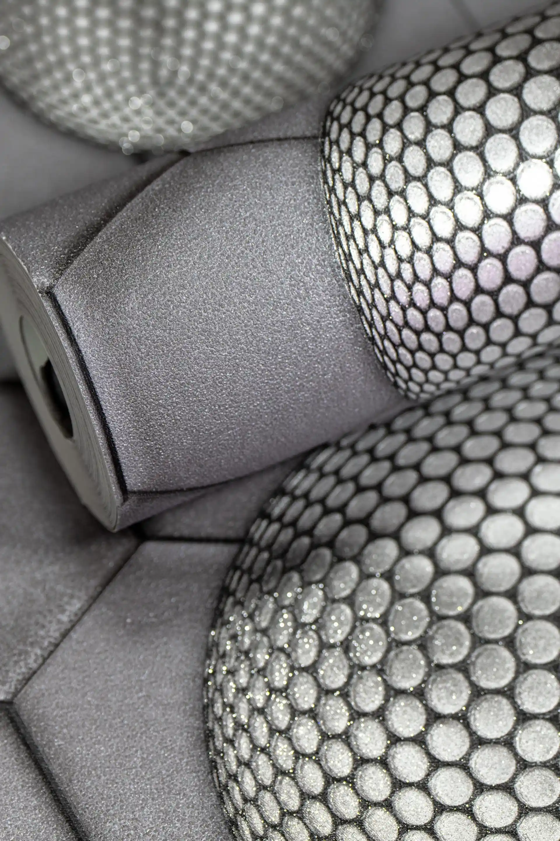 3D Grey Geometric Hexagon Wallpaper with Textured Sphere