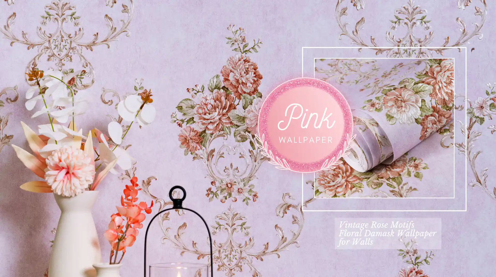 Living Room With Pink Wallpaper banner