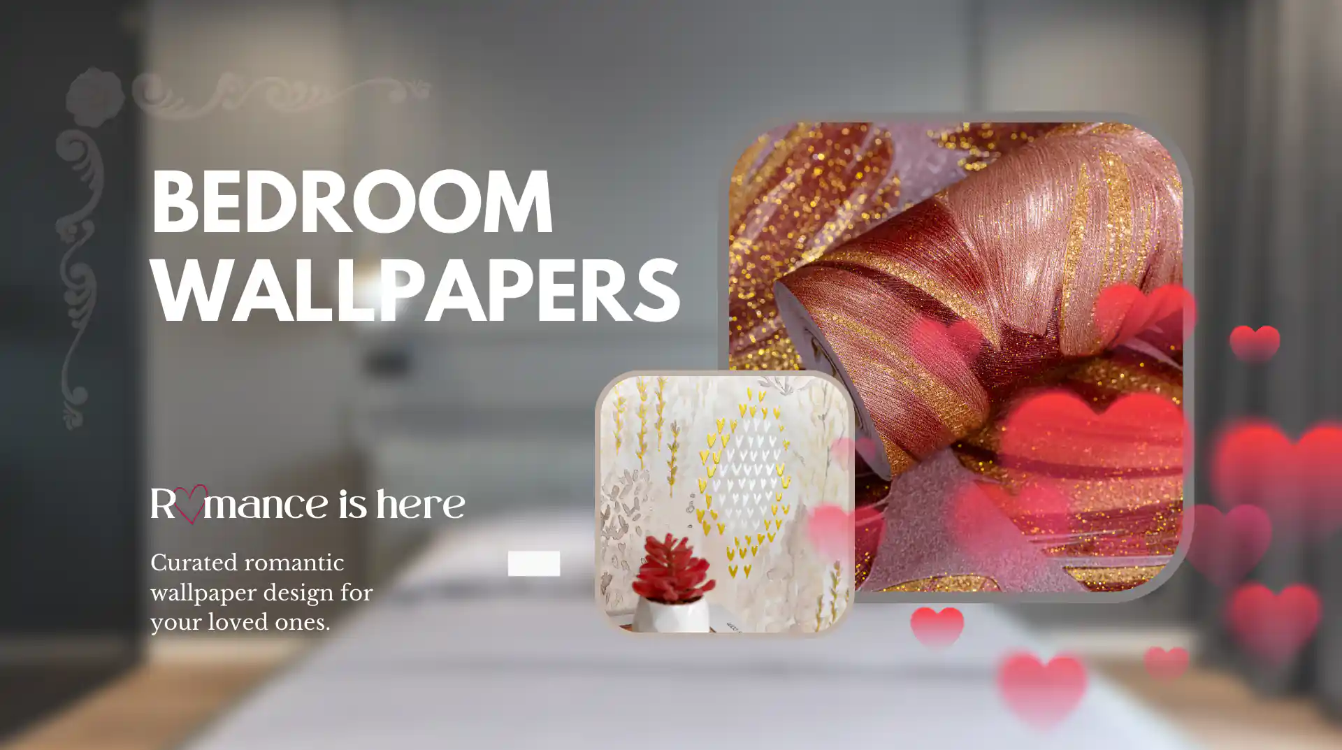 Romantic Bedroom Wallpaper | Shop at Piwall banner