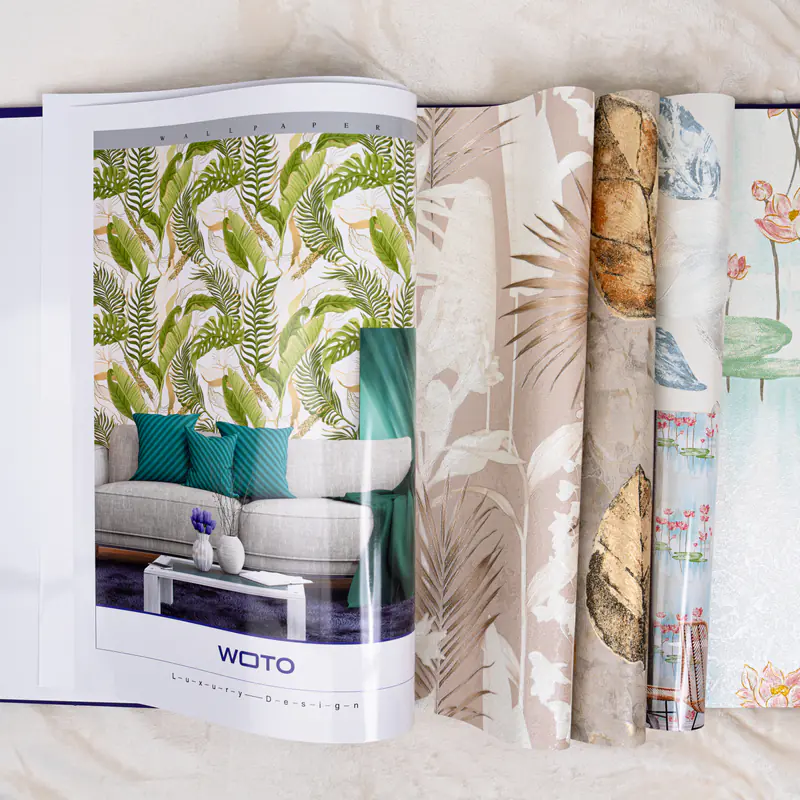 WOTO catalog pages showing diverse wallpaper designs