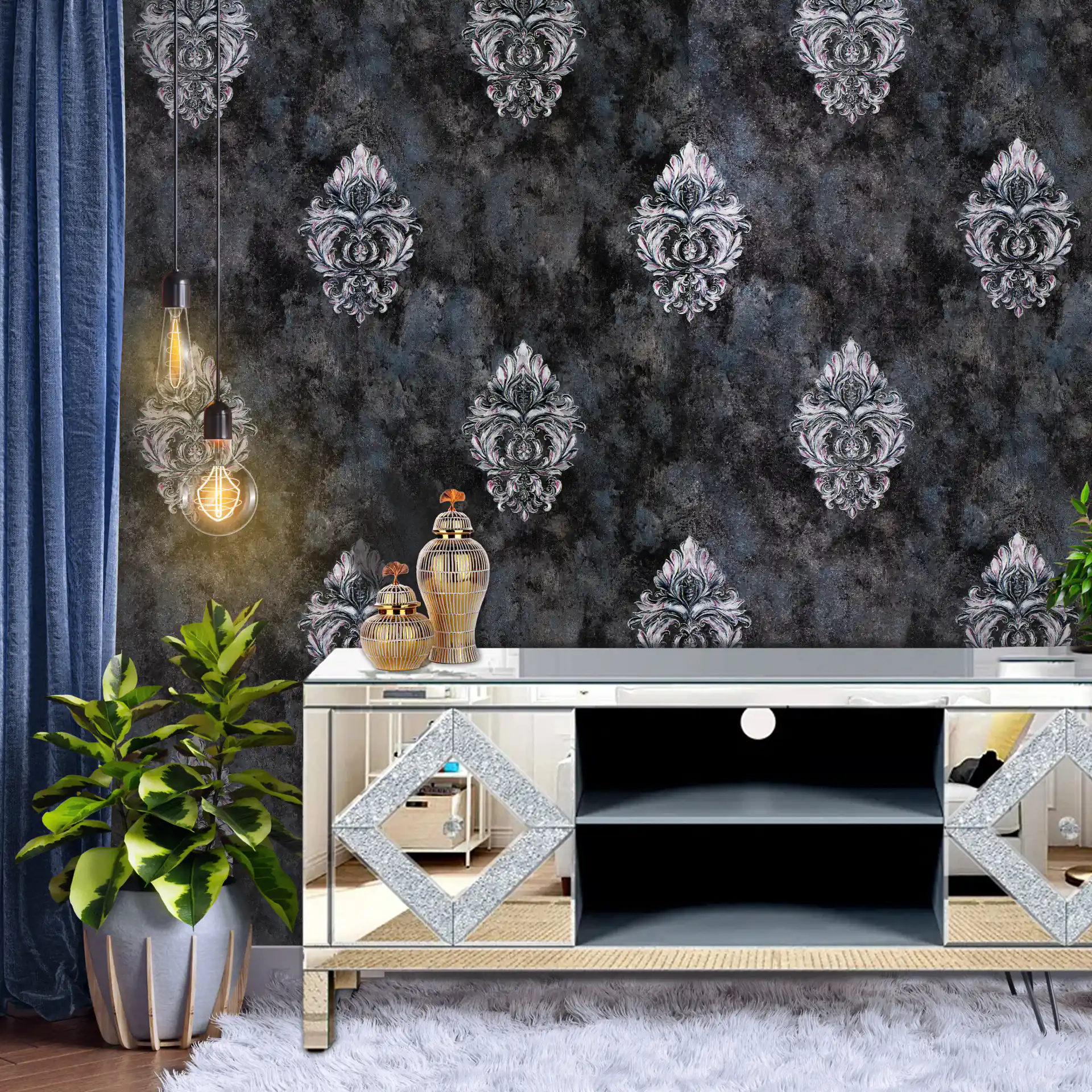 Black Wallpaper for Living Room | Shop at Piwall wallpaper