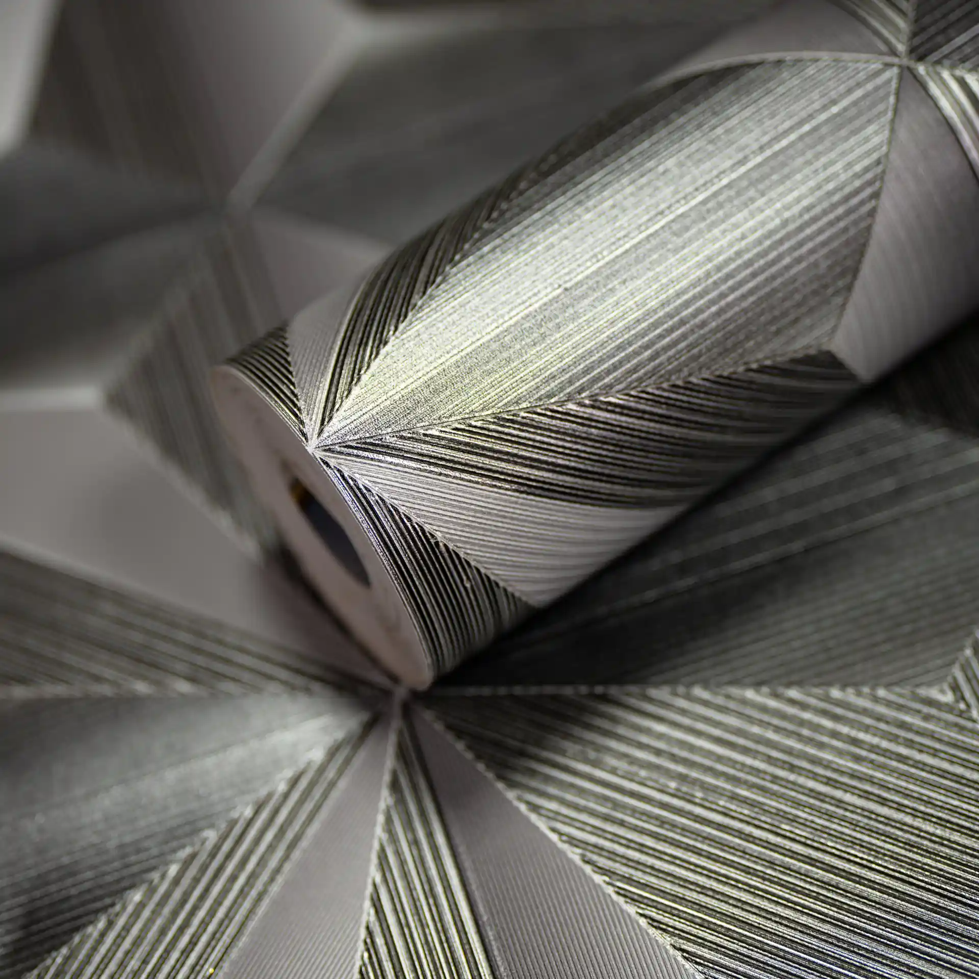 Bedroom with Geometric Wallpaper wallpaper